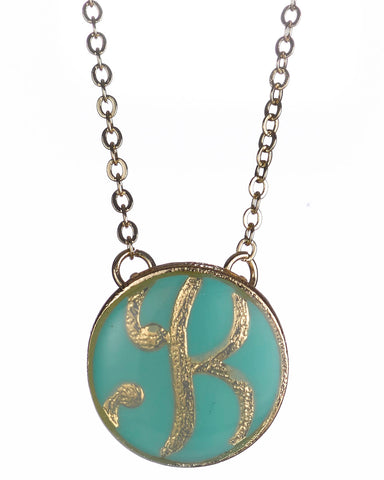 Monogram  16" Blue Gold-tone Chain Necklace with 3" Extender by Jewelry Nexus