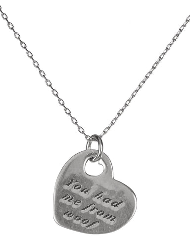 Pewter Dog You Had Me From Woof Plaque Necklace Purchases Go To Greater Good Rescue Donation