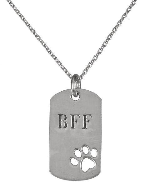 Silver-tone Pewter Dog Paw Print Bar Plaque Necklace Purchases Go To Greater Good Rescue Donation