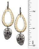 Hammered Oval & Stippled Dangling Pebble Earrings by Jewelry Nexus