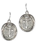 Hammered Blessed Ring & Cross with Rhinestone Necklace & Earrings Set by Jewelry Nexus