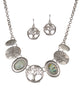 Tree of Life Abalone Hammered Textured Necklace Set by Jewelry Nexus