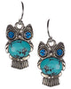 Figaro Layered Bead Chain and Owl with Rhinestone Eyes and Earrings by Jewelry Nexus