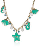 Sea Life Starfish Sea Shell Sea Horse Enamel Bead Necklace by Jewelry Nexus
