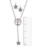 Polished Encircled Tree of Life Necklace & Matching Earring Set - Jewelry Nexus