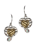 Dragonfly Rhinestone & Heart Filigree Pendant Necklace Earring Set - Jewelry Nexus