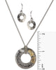 Circular Medallion Pendant Follow Your Footsteps & Rhinestone Necklace & Earring Set