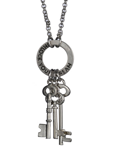 Inspirational Key Charm Medallion Unlock Your Dreams Chain  & Earring Set - Jewelry Nexus