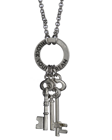 Inspirational Key Charm Medallion Unlock Your Dreams Chain  & Earring Set by Jewelry Nexus