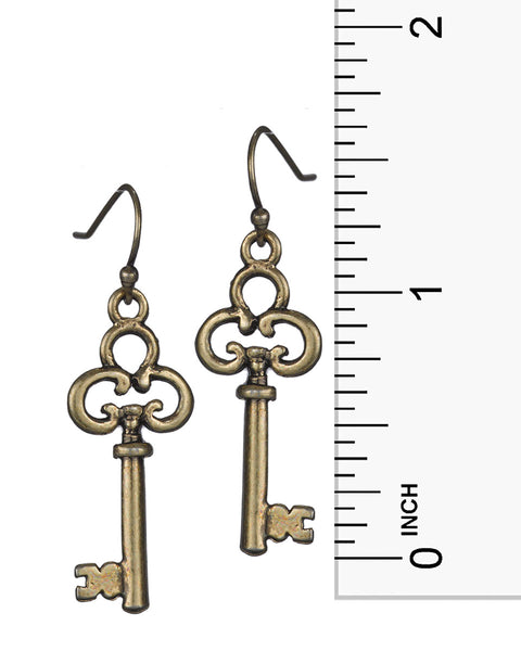 Inspirational Key Charm Medallion Unlock Your Dreams Chain  & Earring Set - Jewelry Nexus