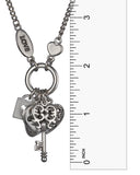 Love Adore Treasure Lock Key Heart Filigree Charm Chain Necklace & Earring Set