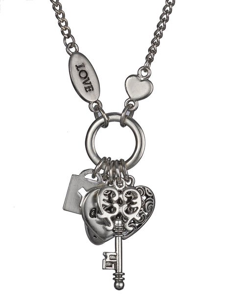 Silver Heart Lock + Gold Key Necklace - KESTREL