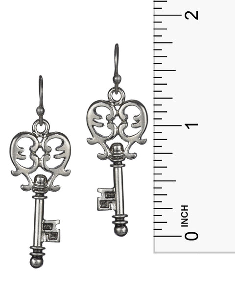 Love Adore Treasure Lock Key Heart Filigree Charm Chain Necklace & Earring Set
