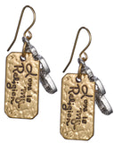 Hammered Hollow Cut Cross Love is My Religion Earrings by Jewelry Nexus