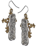 Intricate Filigree Cross & Hammered Amen Plaque Backdrop Earrings by Jewelry Nexus