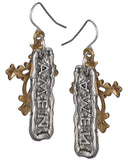 Hammered Hollow Cut Cross Love is My Religion Earrings by Jewelry Nexus