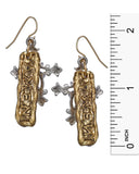 Intricate Filigree Cross & Hammered Amen Plaque Backdrop Earrings by Jewelry Nexus