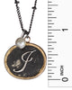 Monogram Rustic Antique Hammered Pendant 16" Necklace & Imitation Pearl Charm by Jewelry Nexus
