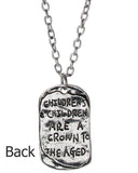 Family Antique Crown Dog Tags Children's Children are a Crown to the Aged Prov 17:6 by Jewelry Nexus