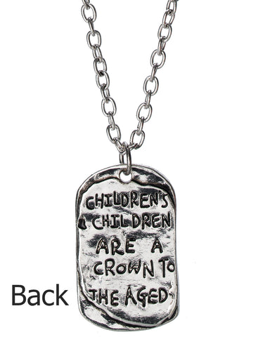 Family Antique Crown Dog Tags Children's Children are a Crown to the Aged Prov 17:6 by Jewelry Nexus