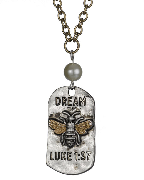 Dream Luke 1:37 Bumble Bee Pendant For Nothing is Impossible with God by Jewelry Nexus