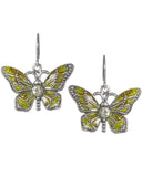 Butterfly Pendant Cord Necklace Set with Enamel Inlay and Matching Earrings by Jewelry Nexus