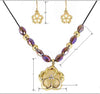 Designer Gold-tone Flower Rhinestone Pendant Necklace with Matching Earrings by Jewelry Nexus