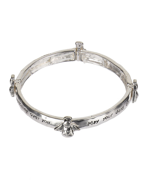 May your days all be blessed Angel Blessing Inspirational Religious Stretch Bracelet- Jewelry Nexus