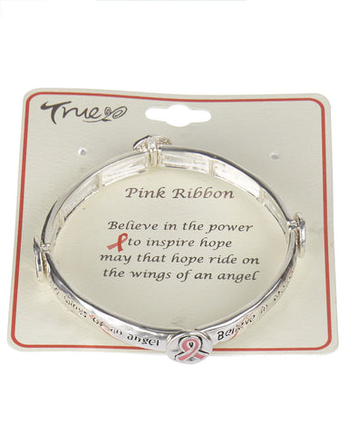 Pink Ribbon "Believe in the Power to Inspire Hope May that Hope Ride on .…" Bracelet - Jewelry Nexus