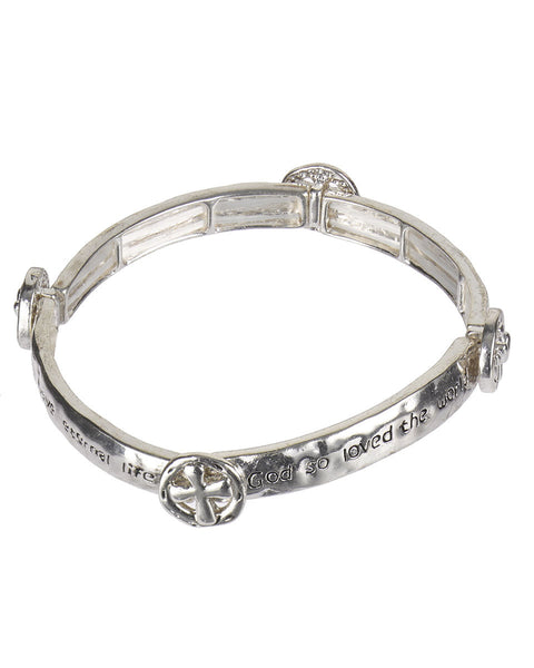 "God So Loved The World That…" John 3:16 Inspirational Religious Engraved Bracelet  - Jewelry Nexus