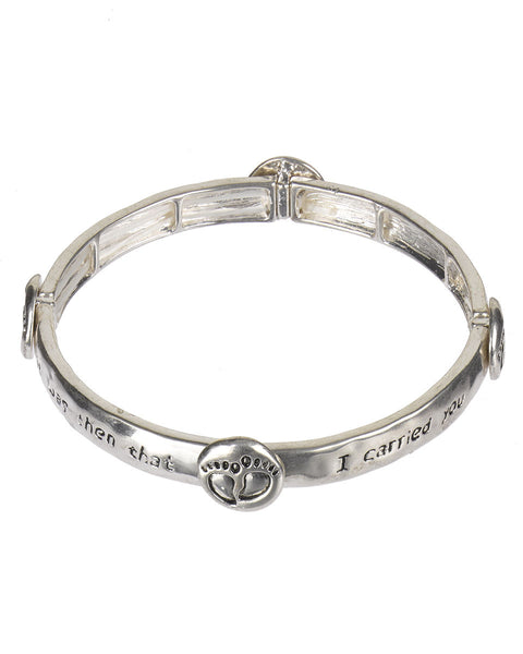 "Footprints in the Sand.." Matthew 8:19 Inspirational Religious Stretch Bracelet - Jewelry Nexus
