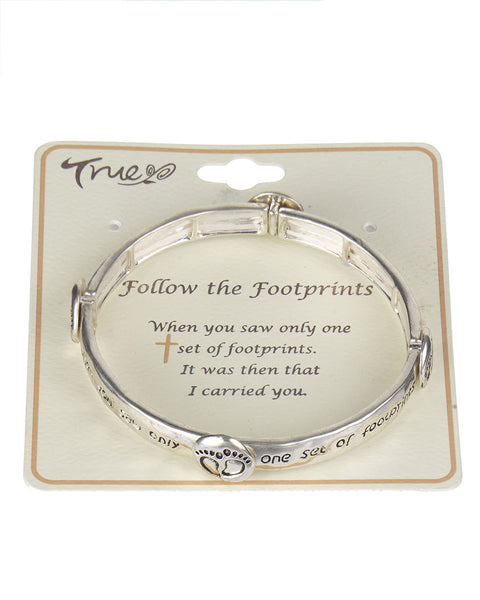 "Footprints in the Sand.." Matthew 8:19 Inspirational Religious Stretch Bracelet - Jewelry Nexus