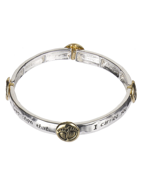 "Footprints in the Sand.." Matthew 8:19 Inspirational Religious Stretch Bracelet - Jewelry Nexus