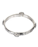 Serenity Prayer Ichthys Charm Silver-tone Stretch Bracelet  