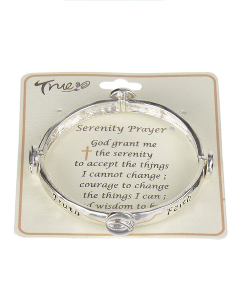 Serenity Prayer Ichthys Charm Silver-tone Stretch Bracelet  " God Grant me the Ser.…"- Jewelry Nexus