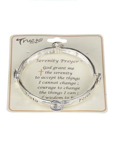 Serenity Prayer Ichthys Charm Silver-tone Stretch Bracelet  " God Grant me the Ser.…"- Jewelry Nexus