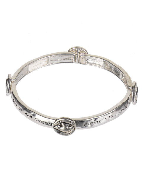 Count your Blessings Love your Neighbor Inspirational Religious Stretch Bracelet - Jewelry Nexus