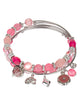 Pink Crystal Rose Bead Stackable Adjustable Bangle Bracelet by Jewelry Nexus