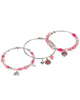 Pink Crystal Rose Bead Stackable Adjustable Bangle Bracelet by Jewelry Nexus