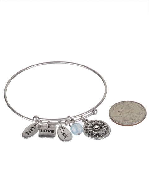 Mom Flower Love  Life Positive Antique Adjustable Bangle Bracelet Made with Love by Jewelry Nexus