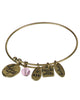 Pink Ribbon Love Life Hope Charm Antique Finish Brushed Adjustable Bracelet by Jewelry Nexus