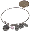Pink Ribbon Love Life Hope Charm Antique Finish Brushed Adjustable Bracelet by Jewelry Nexus