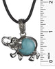 Blue Bead Textured Elephant Necklace Pendant on Cord by Jewelry Nexus