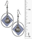 Mermaid Memories Sea Shell on Sea Glass Dangling Hoop on French Wire