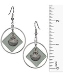 Mermaid Memories Sea Shell on Sea Glass Dangling Hoop on French Wire