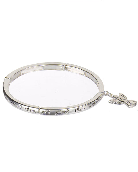 Children's Blessing Filigree Fish Silver-tone Stretch Bracelet with Prayer Bookmark- Jewelry Nexus