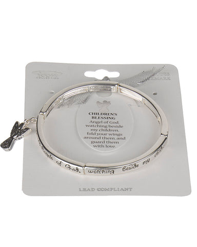 Children's Blessing Filigree Fish Silver-tone Stretch Bracelet with Prayer Bookmark- Jewelry Nexus