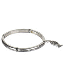 Philippians 4:13 Filigree Fish Silver-tone Stretch Bracelet with Prayer Bookmark - Jewelry Nexus