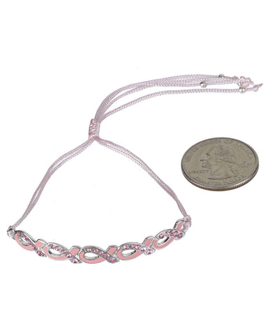 Pink Ribbon Theme Slip Knot Adjustable Bracelet - Jewelry Nexus