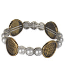 Serenity Prayer Two-tone Imitation Pearl Bracelet with Book Mark 